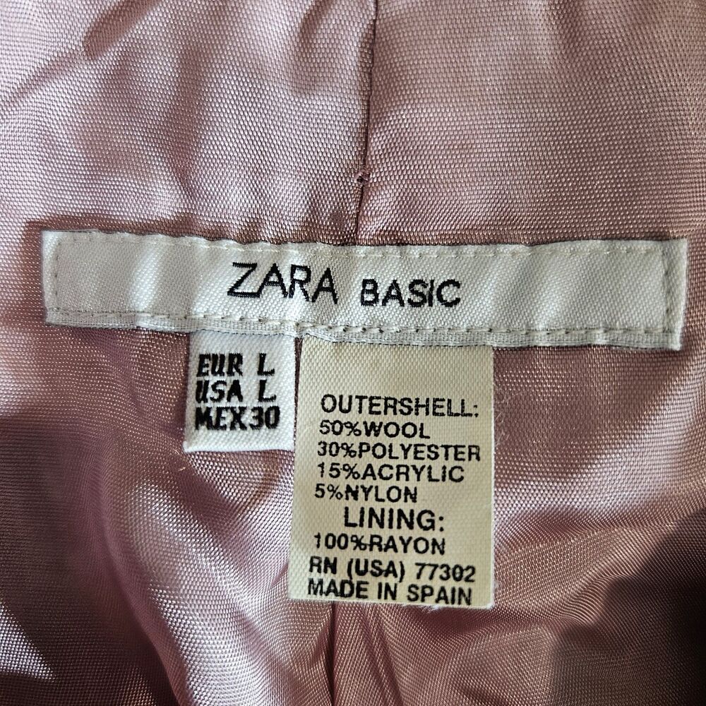 Zara Basic Womens Size L  Wool Blend Boho Multi Tweed Color Coat Jacket - Picture 3 of 6